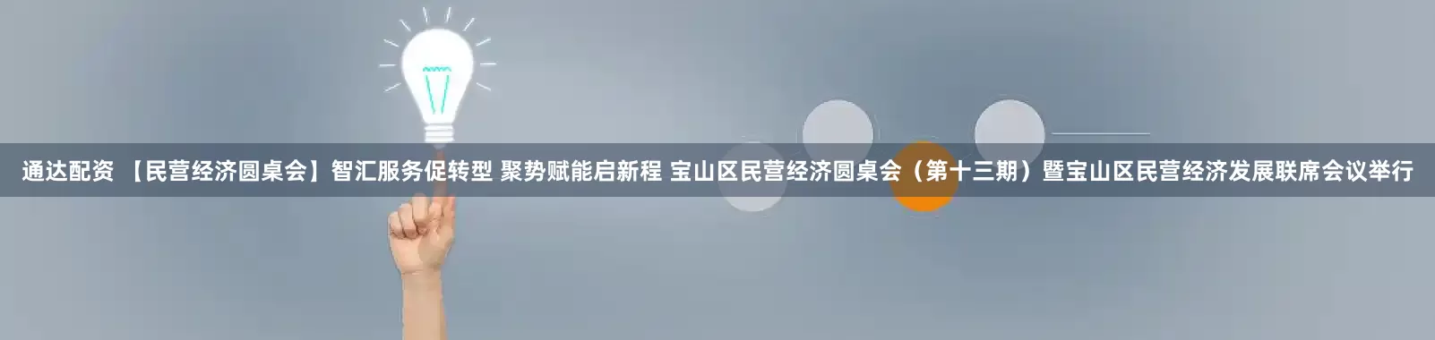 通达配资 【民营经济圆桌会】智汇服务促转型 聚势赋能启新程 宝山区民营经济圆桌会（第十三期）暨宝山区民营经济发展联席会议举行